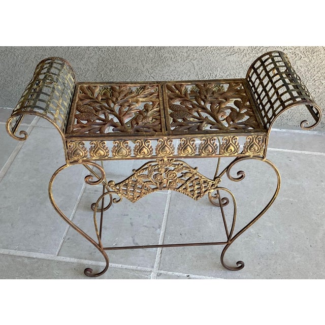 Goldenrod Late 20th-Century Curule-Style Iron & Steel French Regency Garden-Inspired Bench For Sale - Image 8 of 18