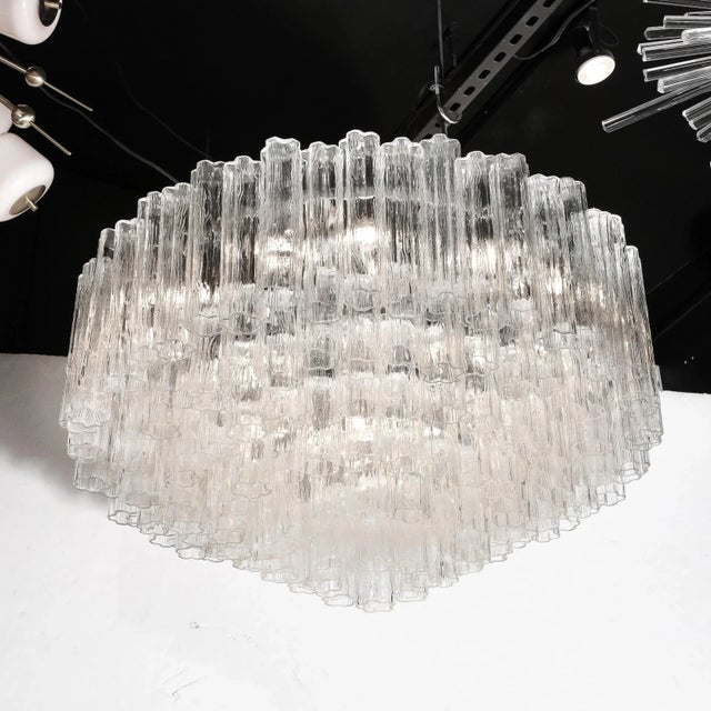1970s Mid-Century Modernist Seven Tier Tronchi Chandelier in Transparent Murano Glass For Sale - Image 10 of 13