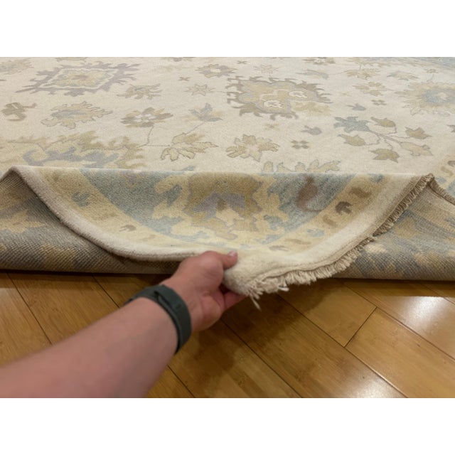 Indian Oushak Rug in Soft Blue and Beige 9x12 For Sale - Image 4 of 10