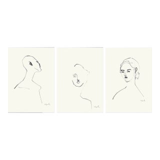 "Faces" Original Set of Three Ink Drawings by Yuki Osada For Sale