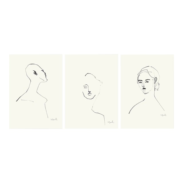 "Faces" Original Set of Three Ink Drawings by Yuki Osada For Sale