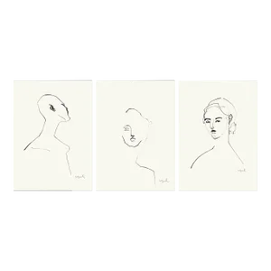 "Faces" Original Set of Three Ink Drawings by Yuki Osada