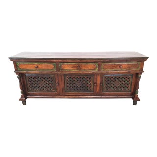Antique Polychrome French Country Credenza Bar Sideboard For Sale