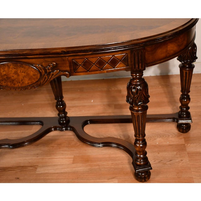 1920 Antique French Walnut & Crotch Mahogany Flip-Top Console / Serving Table For Sale - Image 11 of 18