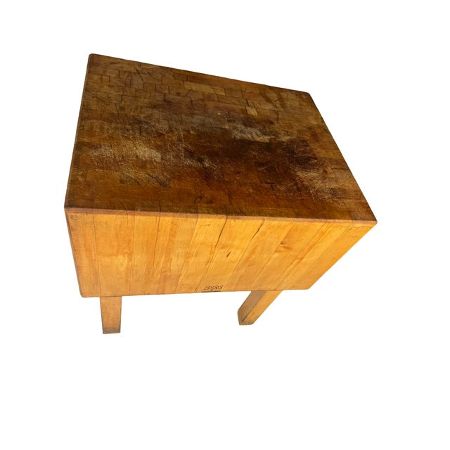 1940s Vintage Boos Solid Maple Butcher Block Table on Trestle Legs For Sale - Image 5 of 5