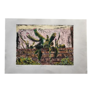 "Over the Wall" 2009 Mixed Media Embossed Print by Monty Colgren With Original Photo Inspiration