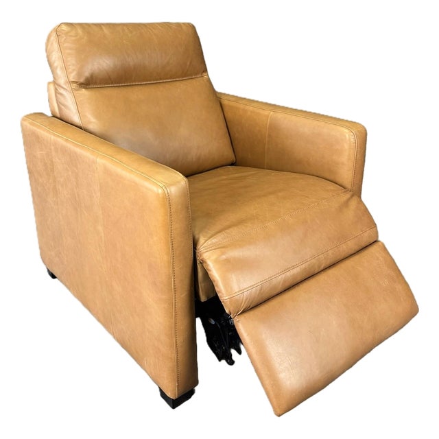 West Elm Harris Leather Power Recliner in Nut Saddle Leather For Sale