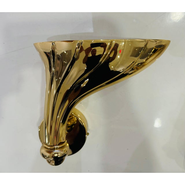 Pair of Fratelli Martini 1980 Polished Bronze Italian Wall Lamps For Sale - Image 9 of 10