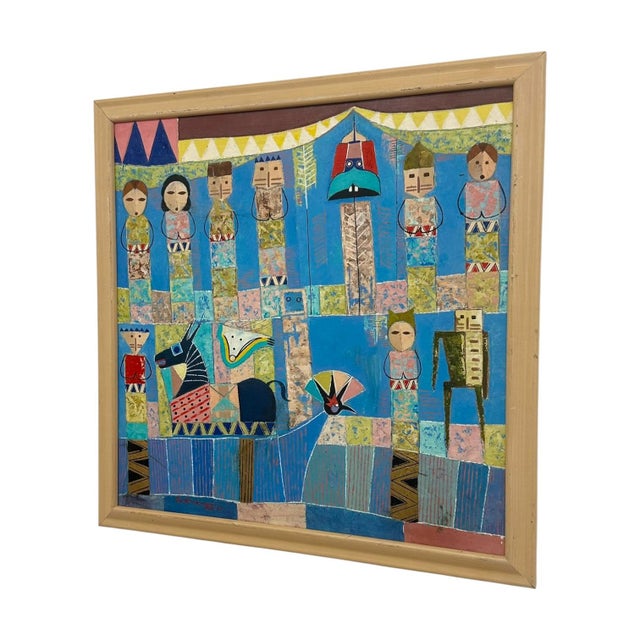 A 1993 original modern primitive painting by Balinese artist Prana, created in the legendary cultural hub of Ubud....