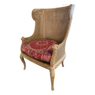1970s Double-Caned Wingback Chair For Sale