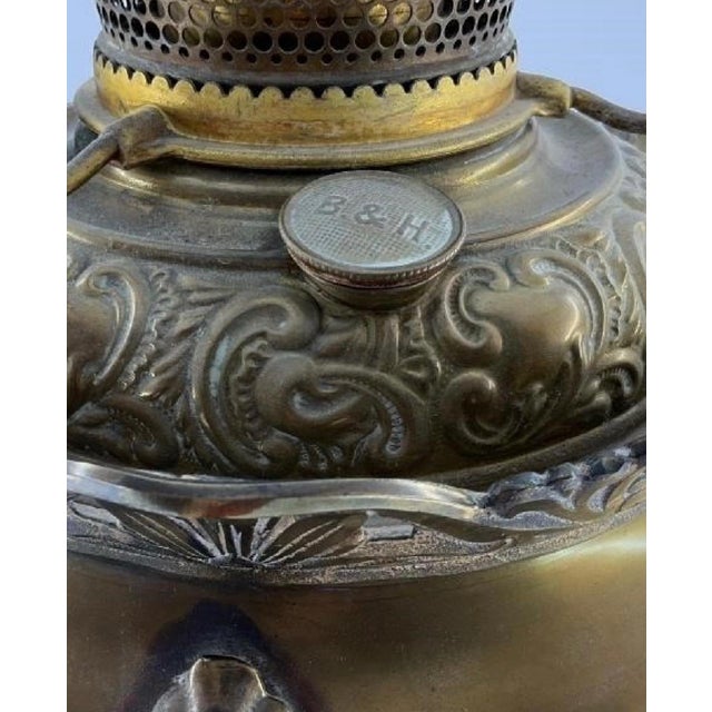 Antique Victorian Bradley & Hubbard Oil Lamp With White Milk Glass Shade For Sale In Greensboro - Image 6 of 9