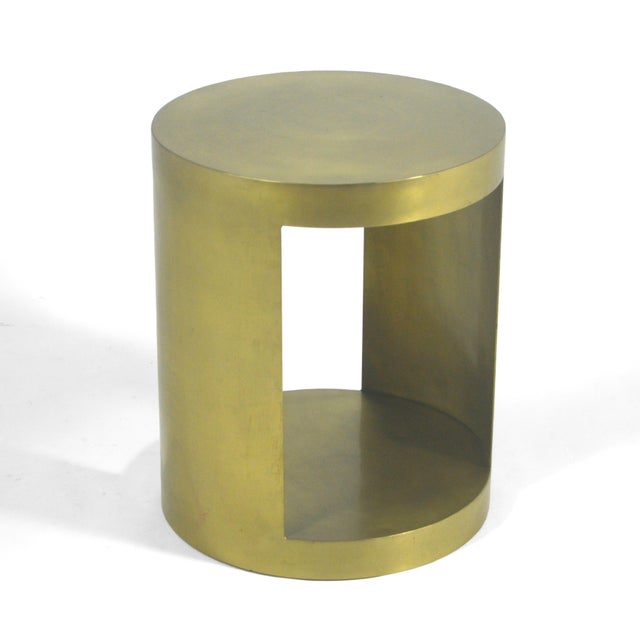 Metal Late 20th Century Custom Made Cylindrical Side Table For Sale - Image 7 of 10