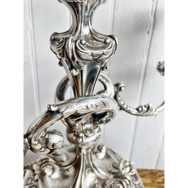 Tiffany and Co. Late 19th Century Victorian Era Tiffany & Co Silver Plated Candelabra For Sale - Image 4 of 10