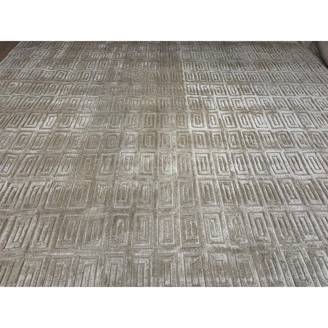 Restoration Hardware Rh Rajouri Silk & Wool Rug – 12' × 15' Wheat | Hand-Knotted Silk & Wool | Nepalese Artisan Construction For Sale - Image 4 of 18