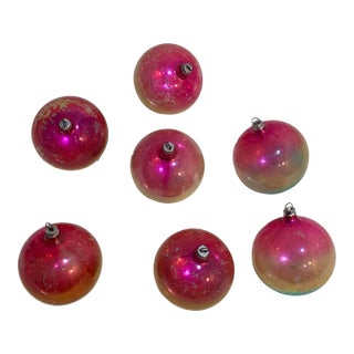 7 Vintage West German Glass Ombre Christmas Tree Ornaments MCM For Sale