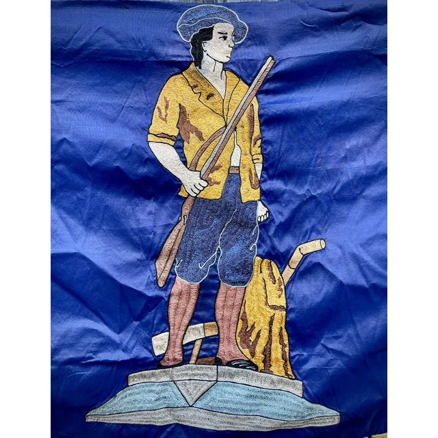 1940s Rare 1940s American Minute Men Chainstitch Revolutionary Flag Banner Bicentennial For Sale - Image 5 of 8