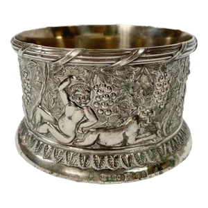 Vintage Silverplate Putti and Grapes Motif Wine Coaster