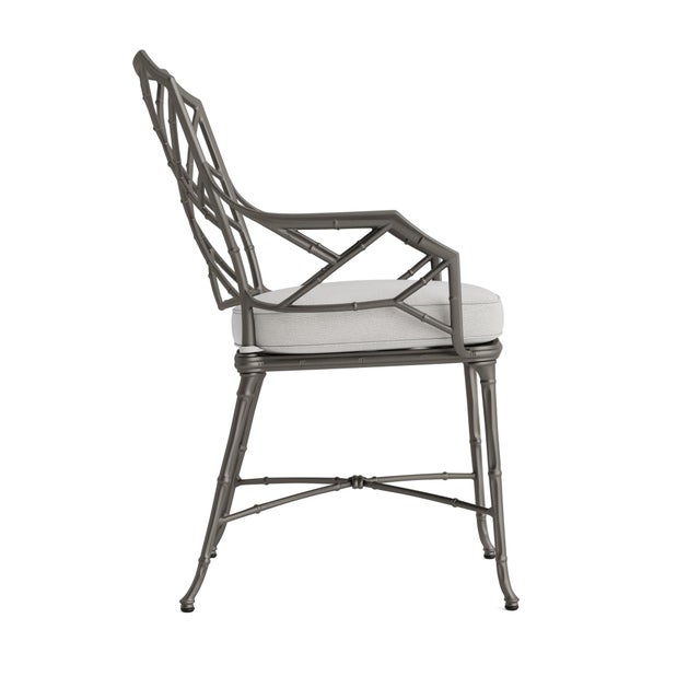 Contemporary Brown Jordan Calcutta Arm Chair, Mica frame with Fusion Dove fabric For Sale - Image 3 of 11