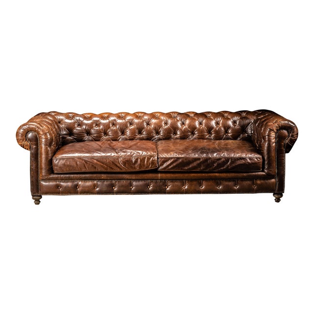Vintage Tufted Leather Chesterfield Sofa in Dark Brown Chairish