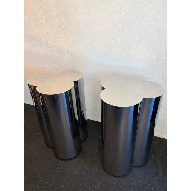 Curtis Jere Chrome Trefoil Pedestal Table Bases a Pair Chairish