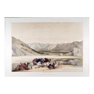 Approach to Mount Sinai 1839: Roberts' 19th C. Hand-Colored Lithograph, 1845 For Sale