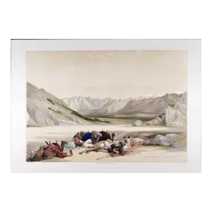 Approach to Mount Sinai 1839: Roberts' 19th C. Hand-Colored Lithograph, 1845