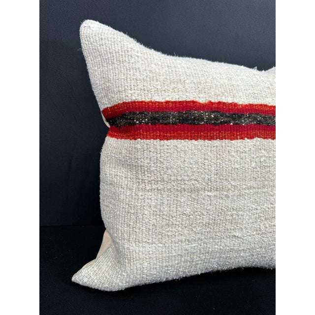Turkish Hemp Pillow Cushion Natural Beige Red Cushion Cover 20"x20" #30584 Enhance your home decor with our Kilim Pillow...
