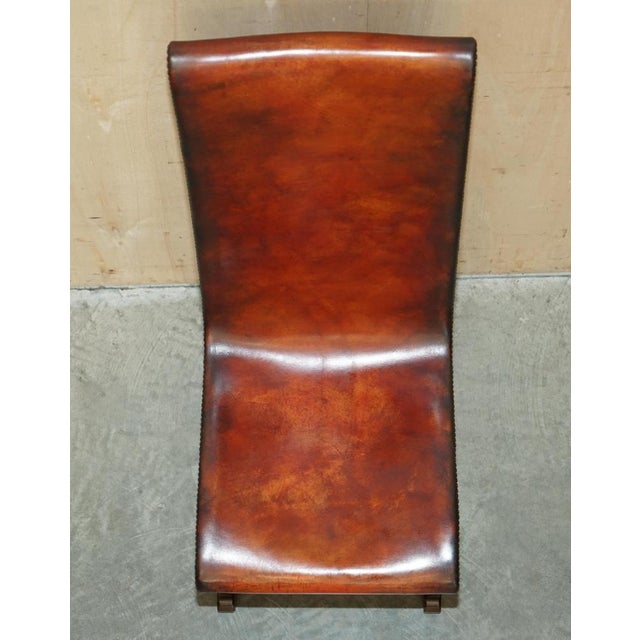 Spanish Brown Leather & Oak Dining Chairs by Pierre Lottier for Alamazan, Set of 6 For Sale - Image 18 of 18