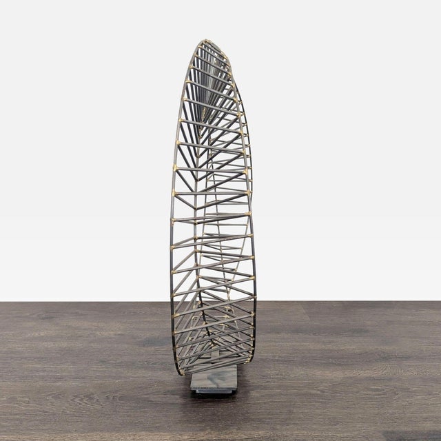 Modern Modern Metal Circular Wire Sculpture for Home or Office Decor For Sale - Image 3 of 6