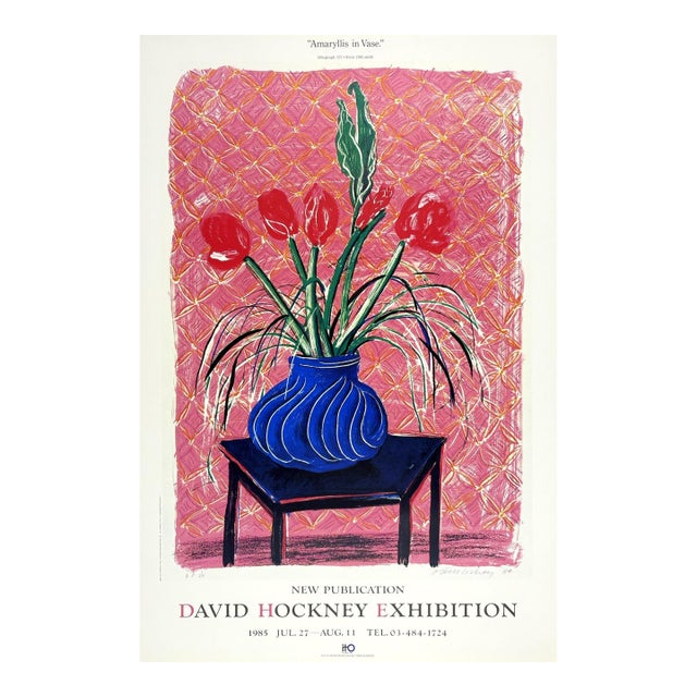 David Hockney Amaryllis in Vase Original 1985 Exhibition Poster by Tyler Graphics For Sale