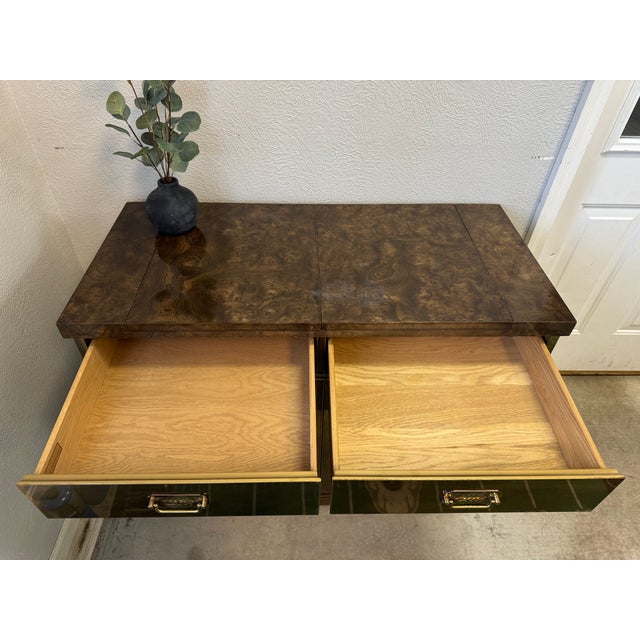 Brass Mastercraft Mid 20th Century Brass and Burled Elm Dry Bar Server For Sale - Image 8 of 10