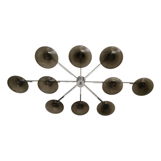 21st Century Dieci Polished Chrome Smoky Bubbles Murano Flush Mount by Fabio LTD For Sale