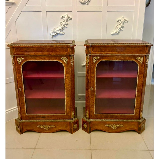 Antique Victorian Burr Walnut Pier Cabinets with Ormolu Mounts, 1860, Set of 2 For Sale - Image 15 of 15