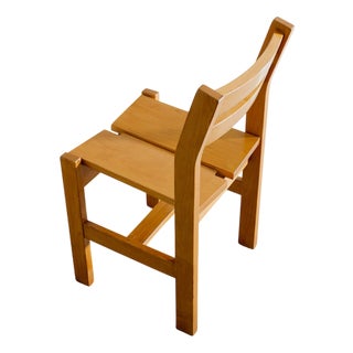 Mid-Century Modern French Wooden Dining Chairs in Elm by Charlotte Perriand, 1960s, Set of 5 For Sale