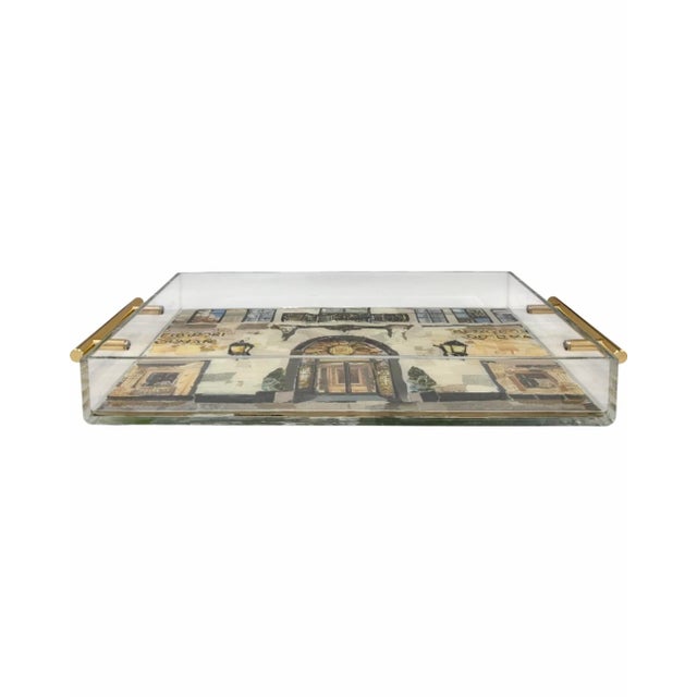 Handcrafted Bergdorf Goodman Nyc Storefront Lucite Serving Tray New York City For Sale - Image 9 of 11
