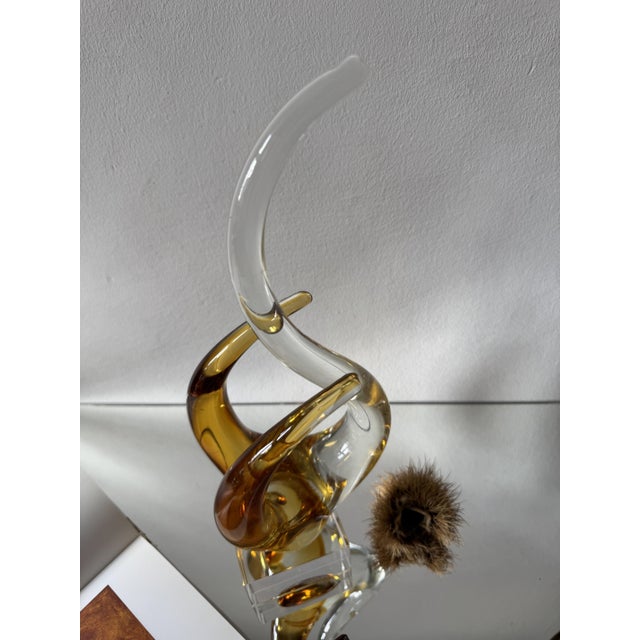 Mid-Century Modern Italian Amber and Clear Murano Glass Swan Sculpture on Base, 1960s For Sale - Image 11 of 16