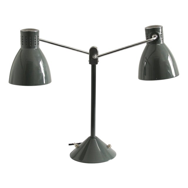 Vintage French Double-Shade Desk Lamp from Jumo, 1940s For Sale