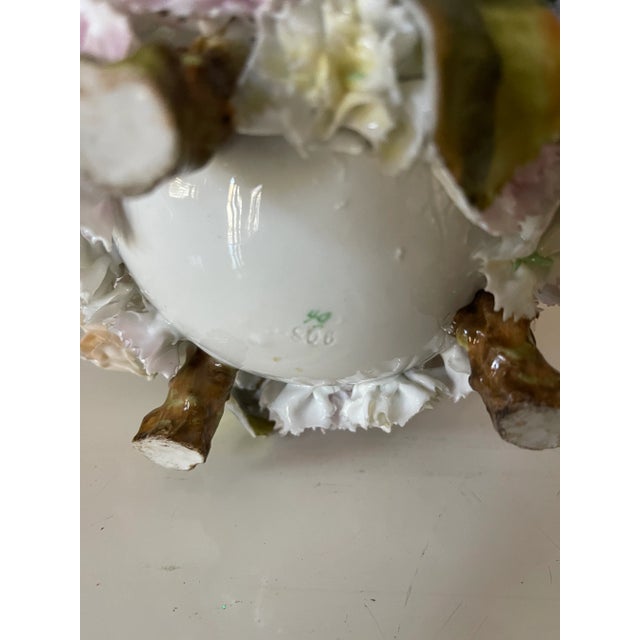 1900 - 1909 Easter Antique German Porcelain Flower Basket Sitzendorf For Sale - Image 5 of 10