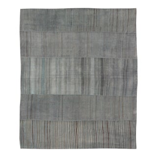 Vintage Turkish Kilim Rug With Subtle Earthy Tones and Striped Design 10'5 X 13'4 For Sale