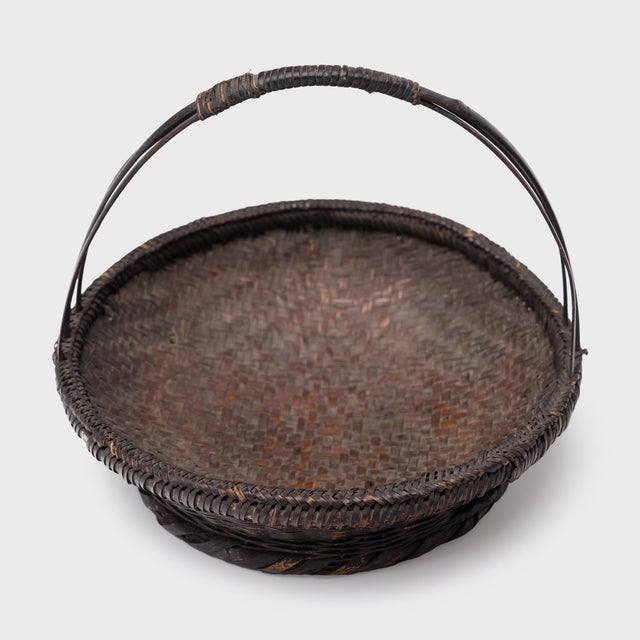 Chinese Chinese Woven Bamboo Flower Basket, C. 1940 For Sale - Image 3 of 4