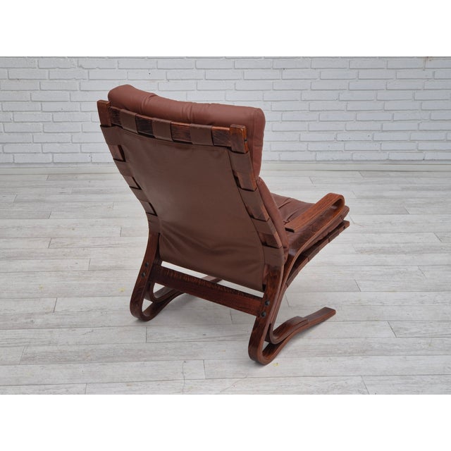 Vintage Scandinavian Lounge Chair in Leather, 1970s For Sale - Image 14 of 18