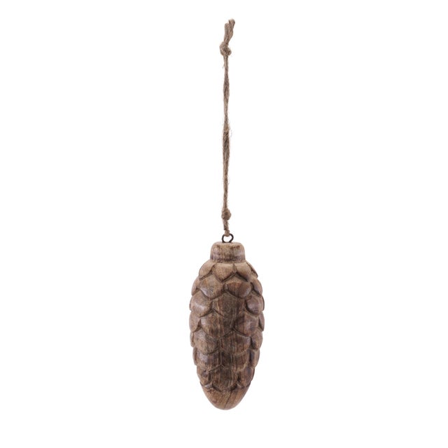 2020s Wooden Pine Cone Ornament Set of 24  5" & 5.75"H For Sale - Image 5 of 6