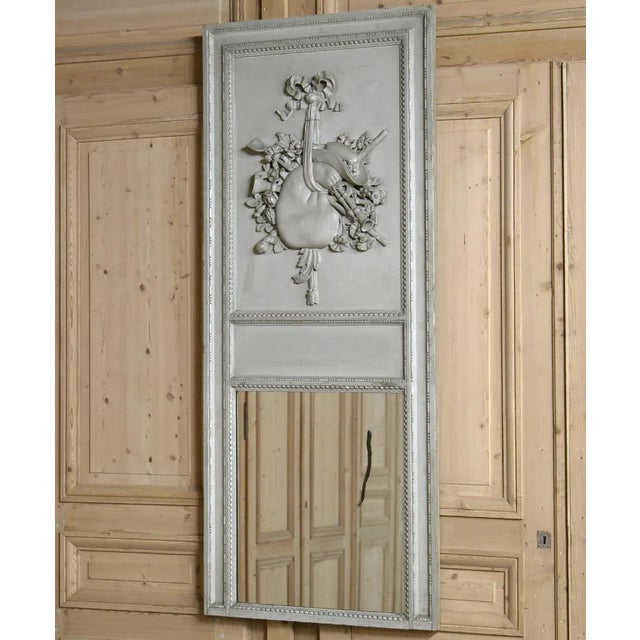 French 19th Century Louis XVI French Painted Trumeau For Sale - Image 3 of 9