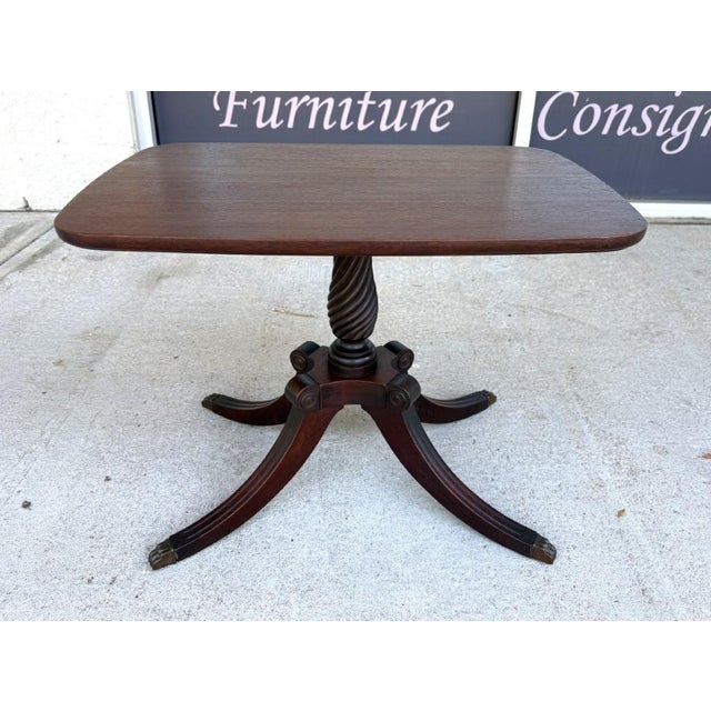 Wood Vintage Brandt Accent Table With Twisted Pedestal Base & Claw Feet For Sale - Image 7 of 12