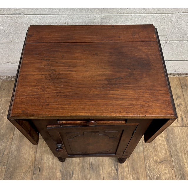 Brown Antique Pembroke Drop Leaf Side Table Nightstand For Sale - Image 8 of 11