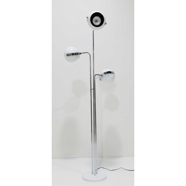 White 1970s Sonneman 3-Arm Oscillating Floor Lamp in Chrome and White For Sale - Image 8 of 8
