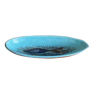 Mid-Century Modern 1950s Pottery Bowl With Fish Signed