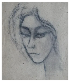 Laimdots Murnieks, Portrait, 1957, Charcoal on Paper