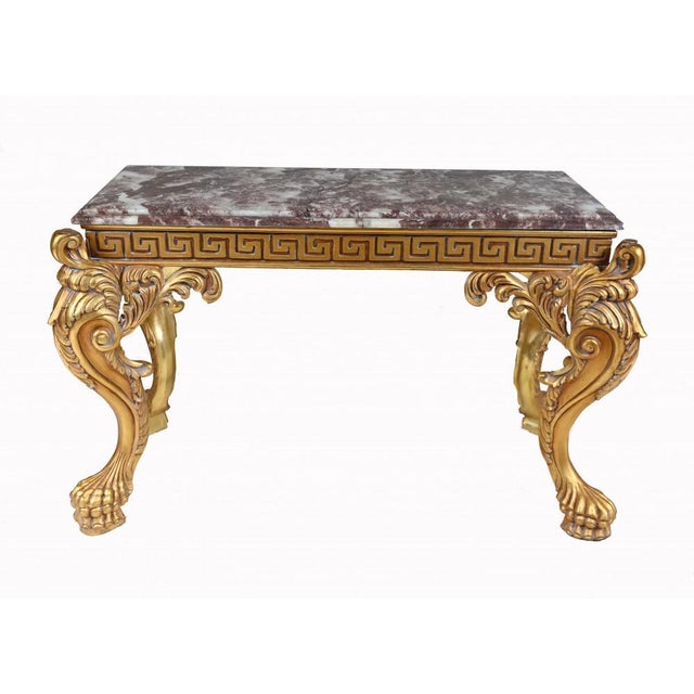 Baroque Italian Gilt Console Table in Breccia Marble For Sale - Image 11 of 11