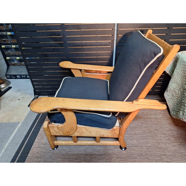 This Vintage Paddle-Arm Morris Style Recliner Chair For Sale - Image 4 of 11